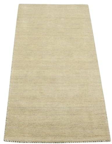WAWA TEPPICH T1036 Wollteppich Beige 70 x 140 cm 100% Wolle handgetuftet | Dichter, angenehm weicher Flor mit Unikat-Charakter; ca. 18–20 mm hoch, ca. 4 kg/m² und für Fußbodenheizung geeignet