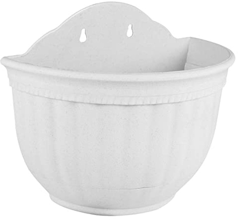 Happyyami Fioriera Da Parete in Plastica Bianco Vaso Sospeso Semicircolare Con Vassoio Drenante Per Decorazioni Da Interno Ed Esterno