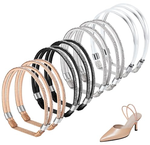 4 Pairs High Heels Shoe Straps, 4 Styles Rhinestone Shoe Lace For Heels Detachable Shoe Straps for Loose Shoes Anti-Loose Shoe Straps for High Heels Sandals Slippers