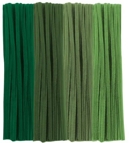100 Stück Pfeifenreiniger, Grüne Serie Pfeifenreiniger Chenilledraht 30cm, Pfeifenputzerdraht für Handwerk DIY Craft Projekte Chenilledraht Biegeplüsch zum Basteln und Dekorieren Pipe cleaner green
