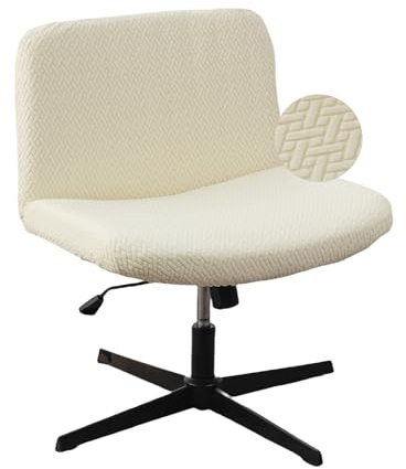 LavishCover Coprisedia elegante impermeabile ed elastico per scrivania senza braccioli e schienale largo per salone di bellezza, color crema, tipo T