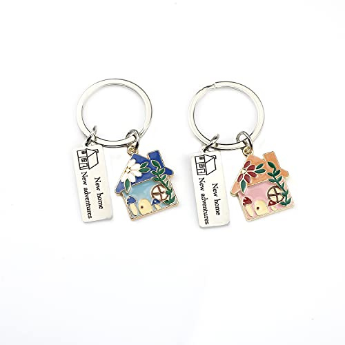 Porte-clés pour nouvelle maison, 2 pièces, cadeau de pendaison de crémaillère pour nouveau propriétaire, cadeaux immobiliers de l'agent pour Client, cadeau de famille (2pcs keychain)