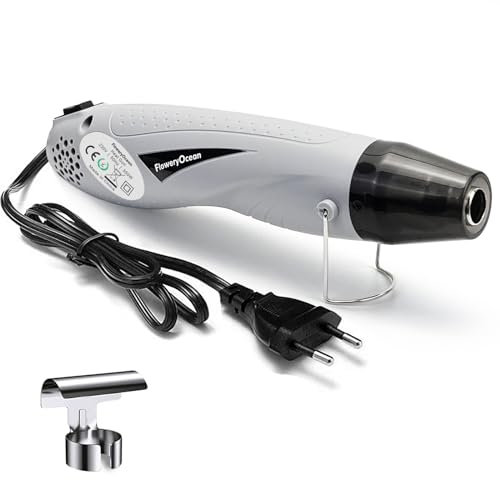 FloweryOcean Mini pistola termica da 350 W, 2 impostazioni di temperatura 392°F/662°F, per goffratura artigianale, tubi termoretraibili, resina epossidica, ritiro riscaldato, inchiostro essiccazione,
