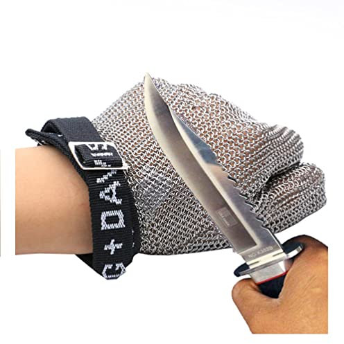 WQZStar Anti Cutting Gloves Cut Resistant Gloves Chain Mail Gloves, Safety Work Glove With Adjustable Nylon Wrist Strap, Non-slip Easy To Clean (Size : A pack of one/XXL) (A pack of one/XXL)