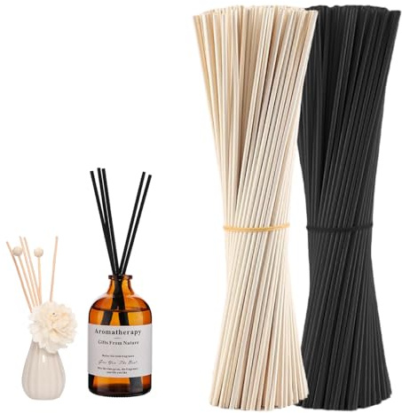 Hugwish 200pcs duftstäbchen aus Faser schwarz 20cm x 3.0mm, stäbchen für raumduft, Diffuser stäbchen, rattanstäbchen für raumduft (20cm x 3.0mm)