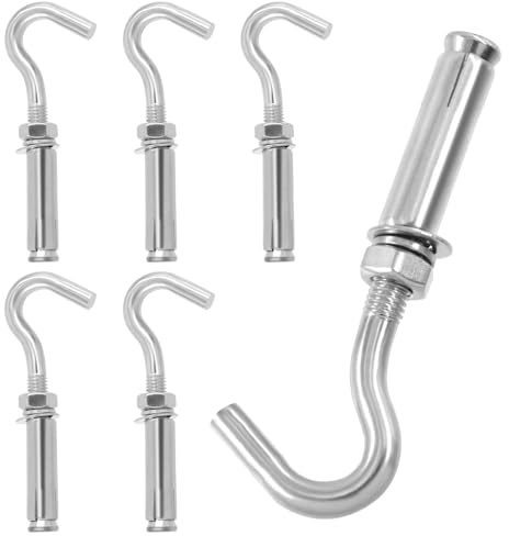 Keadic 6Pcs M10 Expansionshaken, 304 Edelstahl Beton Wand Haken, Expansionsanker Open Cup Heavy Duty Beton Haken für Ziegel und Stein