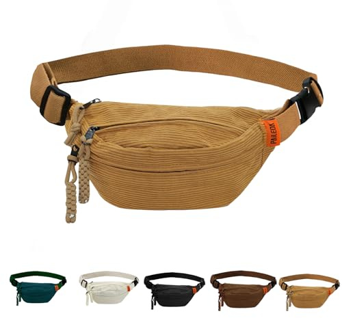 Cord Bauchtasche Gürteltasche für Damen und Herren Mode Gürteltasche Fächer mit Reißverschluss Brusttasche Verstellbarer Gurt Bumbag Cord Geldgürtel für Wandern Fitness Fahrrad Geschenke (Kordel-Gelb)