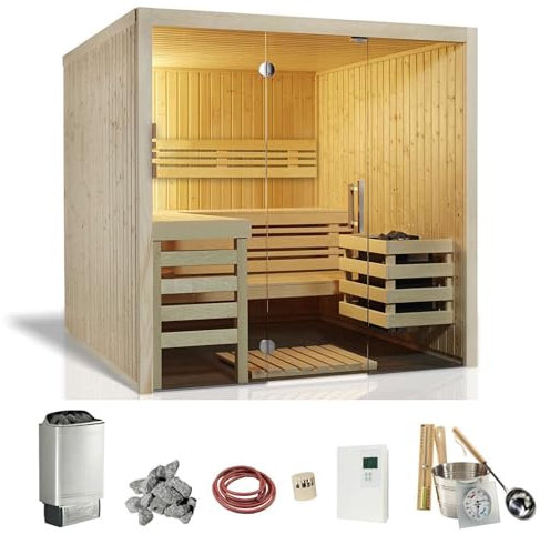 Infraworld Panorama 210 Sauna Komplettset Saunakabine Elementsauna 210x210x203cm