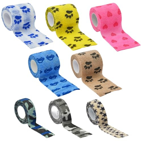 FDGGT 8 Rollos De Vendas Autoadhesivas De Dibujos Animados, Vendas Deportivas, Vendas Elásticas, Vendas Multifuncionales, Adecuadas para Muñecas, Dedos, Piernas, Etc.