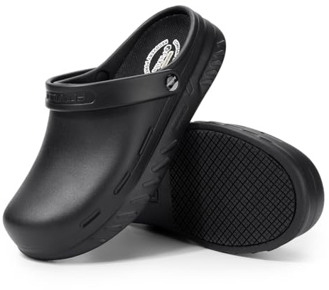 FitVille Mens Wide Fit Recovery Clogs Garden Work Shoes with ArchMax Cushioned Arch Support Wide 14 UK Black