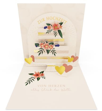 Grafik-Werkstatt |Pretty Pop-Up Mini-Karte | dreidimensional | Zur Hochzeit | Torte