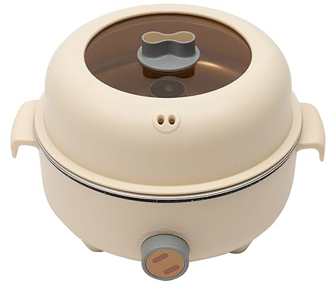 1.5 L Elektrischer Hot Pot 2 Temperaturen Tragbarer Multikoche 1-2 Personen Tragbare Antihaft-Bratpfanne Reisekocher Geeignet für Haus Studentenwohnheim Wohnung Camping Reisen usw (Khaki)