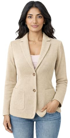 Blazer in Cotone, Giacca Jacket da Donna -Manica Lunga con Due Bottoni - Artigianale, Made in Italy - Casual, Classica Sportiva
