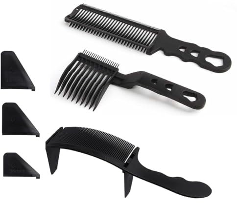 GREOHNMPAW 3-Teiliger Fade-Kamm für Männer, Friseur-Schneidekamm, Antistatisch, Hitzebeständig, Verstellbarer, Gebogener Kamm zum Positionieren und Glätten