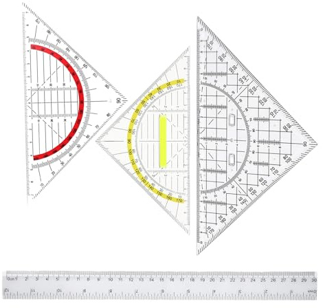Geodreieck Flexibel, 4 Stück Lineal Set, Geodreiecke Mit Griff, Geo Dreieck, Maßstabslineal, Ideal Für Zeichnen, Modellieren Und Präzise, Winkelmesser & Geodreiecke
