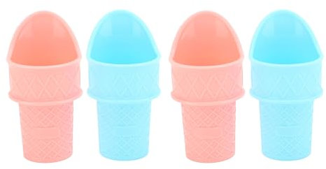 Ice Cream Cone Scoop Ice Cream Cone Holder Reusable Mini Ice Cream Cones Stand Upright for Scooping Cream Frozen Yogurt Sorbet Pink Blue Set of 4