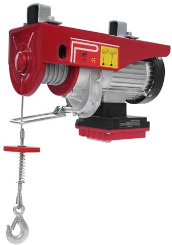 JAYEUW Verricello elettrico 1200 W, paranco elettrico 220 V, cavo di sollevamento con telecomando, velocità di sollevamento 10 m/min, altezza di sollevamento 12 m, doppio gancio, fino a 600 kg