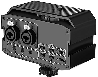 AIRYSSFU Kit Carte Son, Mélangeur Audio XLR, mélangeur Audio vidéo Double XLR/6,35 mm/3,5 mm CVM-AX3, mélangeur de caméra