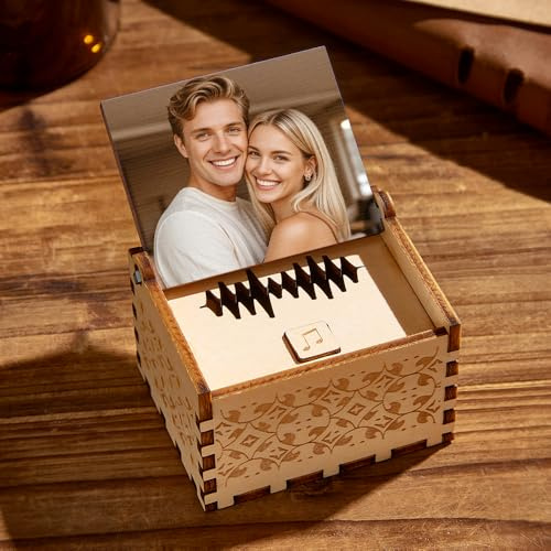 Funmii Custom Music Box, Personalized Engraved Musical Boxes Case for Lover, Gift for Boyfriend, Girlfriend, Husband, Wife, Anniversary