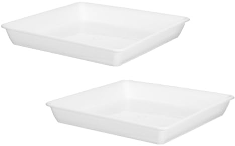 UPKOCH Vassoio di Drenaggio per Piante Quadrato Bianco 2 Pezzi in Plastica | Vaso da Fiori e Bonsai, Uso Indoor e Home Decor, Resistente alle Intemperie
