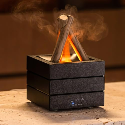 Luftbefeuchter, 280ml Flammen Duft Diffuser, USB-betrieben Luftbefeuchter mit Farbiges Licht, Drei Gang Timing Funktion, Geeignet für Schlafzimmer, Büro, Wohnzimmer, Weihnachtsgeschenke