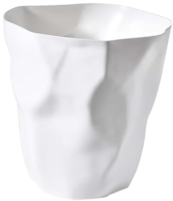 YWJLQH Petite Poubelle, Corbeille à Papier, Légère, Ronde, Moderne, pour La Maison, La Chambre, Le Salon, Blanche, 24.5 Cm X 25 Cm