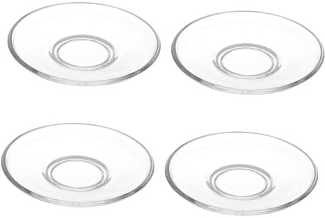HIAKDOFT Platillos Redondos De Vidrio Transparente Para Café y Refrigerios, 4 Piezas, Diseño Sola Capa, Resistentes Al Calor, Aptos Para Obsequio y Uso Diario
