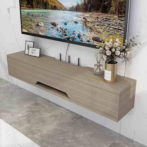 Mobile TV galleggiante da parete, ad alta lucentezza, mobile TV moderno galleggiante con porta a ribalta, armadietti per console multimediali, per soggiorno e camera da letto