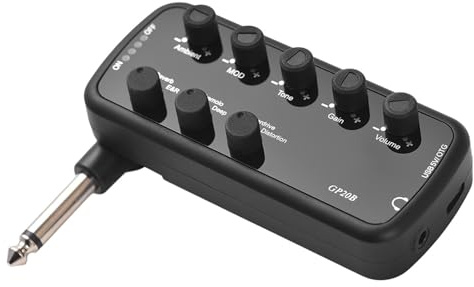 Amplificatore per Basso, Mini Amplificatore Portatile con 3 Simulazioni Altoparlanti Integrati e Registrazione OTG Interna, Amplificatore Basso per Strumenti Musicali Elettrici, for Musicisti in Casa