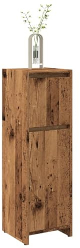 Zeehear Badskåp gammalt träutseende, 30 x 30 x 95 cm, trämaterial, badrumsskåp med dörr, låda och fack, fuktbeständigt, för snygg förvaring