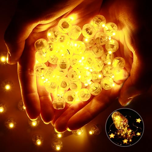 Morofme 100 luci a LED per palloncini a LED, luce bianca calda, mini luci rotonde, con batteria, per lanterne di carta, bottiglie di vetro, compleanno, San Valentino, decorazione pasquale