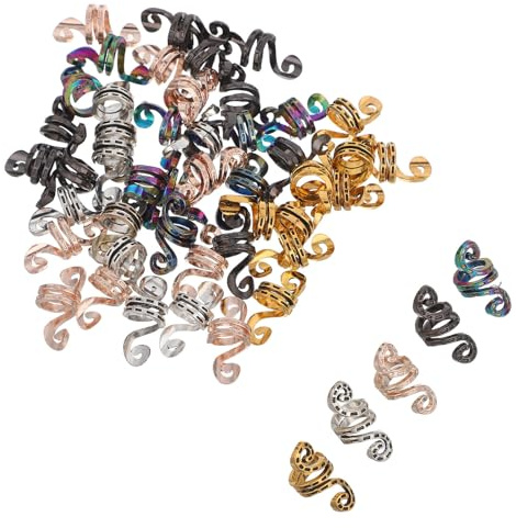 PRETYZOOM 50 Pezzi Gioielli per Dreadlock in Metallo Accessori per Chioma Afro a Spirale Fermagli per Trecce Vintage Multicolore per Styling Rapido e Comodo
