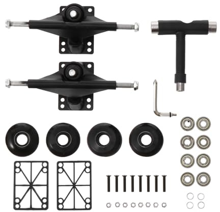 GARVALON Set Kit Ponte per Skateboard Doppia Coda in Lega di Alluminio Camion e Ruote PU Cuscinetti Accessori Completi per Skateboarding Caricamento Elevato per Skater Esperti e