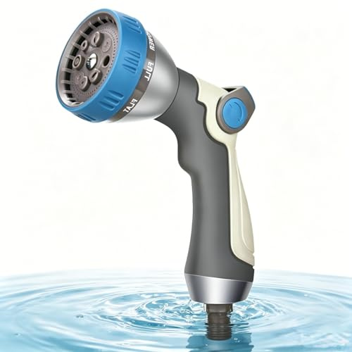Chyaya Heavy Duty Garden Hose Spray Gun, 8 Pattern High Pressure Hose Nozzle with Thumb Flow Control & One-Handed Lock - Ergonomic Metal Hand Sprayer for Watering Plants, Washing Car & Pets