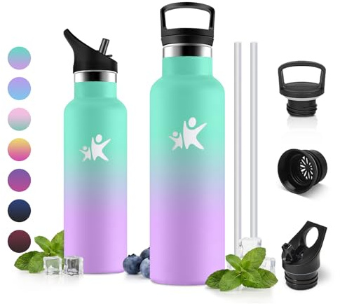JAPORIA Borraccia Termica 500 ml, Borraccia con Cannuccia, Bottiglia Acqua per Bevande Calde, Borracce Acciaio Inox, senza BPA, Doppio Strato Isolante, per Sport, Campeggio, Viaggio