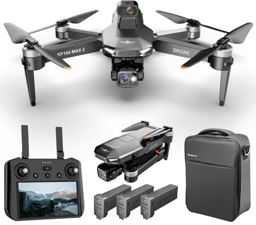 X-Verse KF104MAX2 Drohne mit Kameras 4K HD EIS, Bildschirmfernsteuerung, RC 6km, 3 Achsen Gimbal, 360d° Hindernis Vermeidung, Professionelle Faltbarer Quadcopter für Erwachsene, 3 Batterien