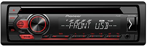 Pioneer Electronics DEH-S110UB | 1DIN RDS-Autoradio mit roter Tastenbeleuchtung | Display weiß | Android-Unterstützung | 5-Band Equalizer | CD | MP3 | USB | AUX-Eingang | ARC App,rot