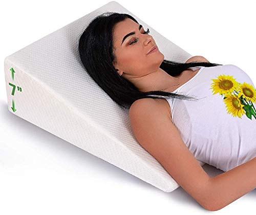 Abco Tech Bett-Keilkissen zum Schlafen – Oberseite aus Memory-Schaum – reduziert Nacken- und Rückenschmerzen, Schnarchen, sauren Reflux, Ausruhen, Erhöhung – waschbarer Bezug – 17.8 cm