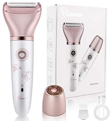 Electric Razors for Women - Painless 2-in-1 Shaver for Women Hair Remover for Face, Legs and Underarm Wet & Dry, Portable Bikini Trimmer, Lady Hair Removal with 2 Trimmer Heads- Micro USB Recharge