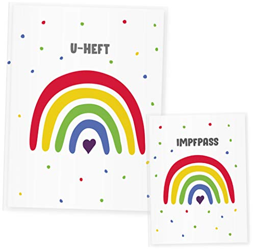 U Heft Hülle Regenbogen, Uheft Hülle & Impfpass Hülle Set, (Uheft Set, Regenbogen 1)
