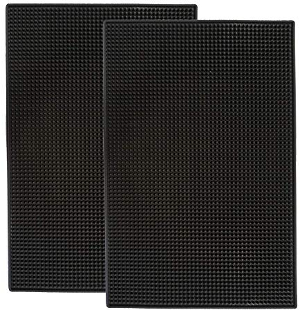 Highball & Chaser Tappetino da bar in confezione da 2, elegante fuoriuscite. Tappetino di servizio antiscivolo, non tossico per tè, ristoranti, caffè e piano di lavoro nero, 18 pollici x 12 pollici