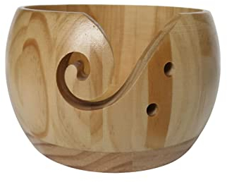 QUUA Garnschalen Aus Holz - Garnschale Für Wolle | Wollschale Mit Geschnitzten Löchern, Handgemachte Garnhalter Für Strick- Und Häkelschüsseln, Wollschale Garnschale - 14cm