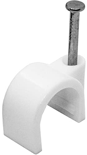 Lumonic 100x morsetto a chiodo 4mm per cavo bianco - morsetto per cavo con chiodo da 14mm, ad esempio per il montaggio a parete - morsetti per cavo di