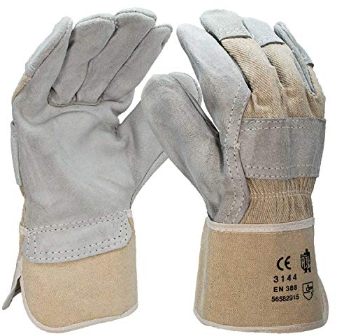 5, 10, 15, 20 Paar Arbeitshandschuhe Leder Herren Damen robuste Lederhandschuhe Montage Schutzhandschuhe EN 388 Handschuhe Gartenhandschuhe Montagehandschuhe Rindkernspaltleder Gr. 10 (10)