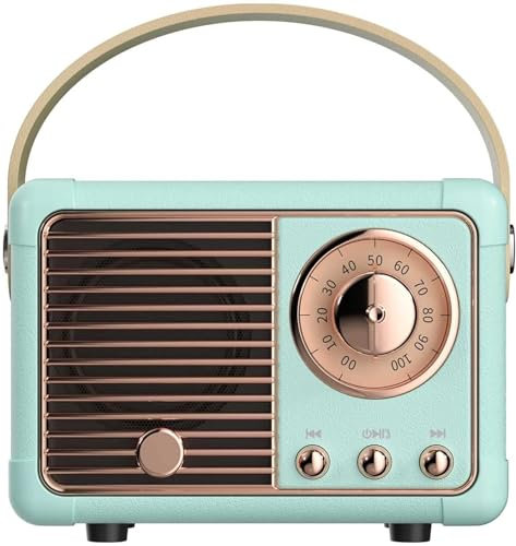 Baolira Retro-Bluetooth-Lautsprecher, kabelloser tragbarer Lautsprecher mit kristallklarem Stereo-Sound und sattem Bass, Vintage-Dekor, Retro-Dekor, Geschenke für Teenager, Mädchen, Jungen, Frauen