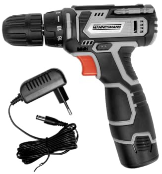 Brüder Mannesmann Akkubohrschrauber, 12 V, 1,3 Ah Li-Ion-Akku, LED-Licht, 10 mm Schnellspannfutter, kompakt und leicht, ideal für Do-it-yourself- und Heimwerkerprojekte | M17675