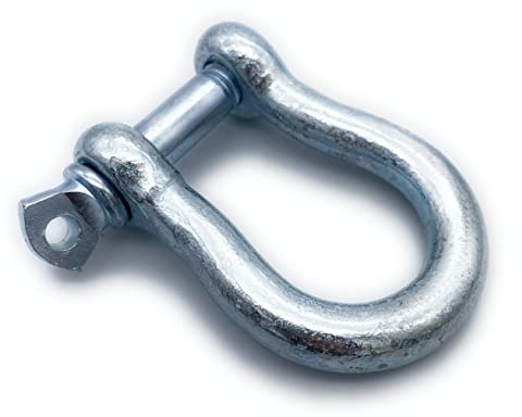 Schäkel geschweifte Form | 5 Stk. Ø 12 mm | EINGEPRÄGTE Tragfähigkeit (WLL): 500kg | Stahl galvanisch verzinkt | Baumarkt Schäkel | Größe Wählbar [5-16mm] | (Ø12,5x,Geschweift)