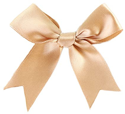 Duories 50 STK 8.5x8.5cm Satinband Schleifen,Satin Band Deko Schleifen Fertigschleife Geschenkschleifen für DIY Handwerk Hochzeit Weihnachten Valentinstag Deko Karte Herstellung von Verzierungen,Gold