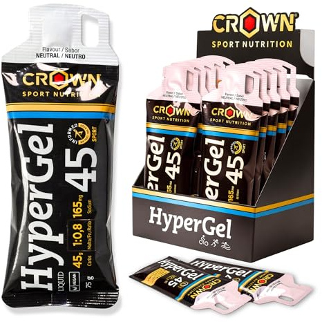 Crown Sport Nutrition HyperGel 45 Neutro | Geles Energéticos Running Ciclismo 45g Carbohidratos Ratio 1:0,8 | Sin Cafeína | Informed Sport | Caja 10x60ml
