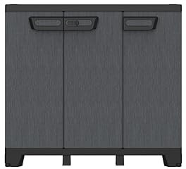 Terry - Ardesia 102B, Armadietto a 3 Ante, Divisorio Verticale, 1 Ripiano Interno Regolabile, Effetto Pietra, da Esterno e Interno Coperto, 102x39x93,5 cm